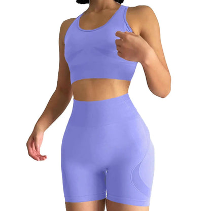 Women'S 2-Piece Seamless Pullover Yoga Set - Female Quick-Dry Sports Bra & Yoga Shorts, Sporty Clothing Set for Gym Running, Sporty Sports Clothing Sets