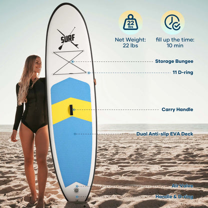 Inflatable Paddle Board Stand up Paddle Board SUP Board with 120"X30"X6" for Youth & Adults Summer