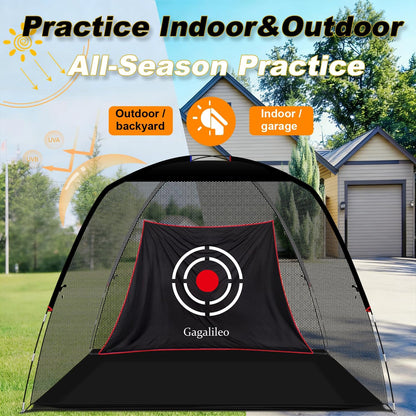 Golf Hitting Net Backyard Driving: 12X7Ft Professional Backstop with Silent Velvet Target Portable Practice for Men Dad Complete Sport Set Gift
