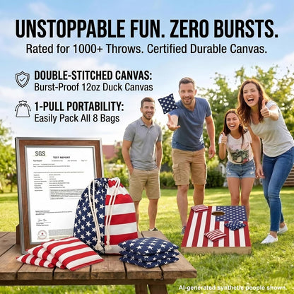 Heavy-Duty Cornhole Bean Bags: 12Oz Canvas 1000+ Toss-Tested