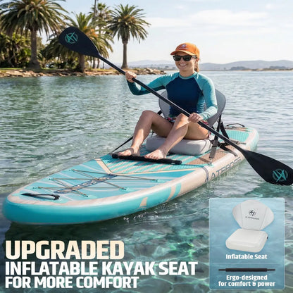 [Dealsforyoudays] 12'X36" Blow up Stand up Paddle Board, Wide Stable PVC Outdoor Sport SUP for Beginners, 500 Lbs Capacity with Kayak Seat, Safety Leash, Waterproof Phone Bag, Repair Kit, Camping Compatibility, Blow up Paddle Board, Stability Paddleboard,