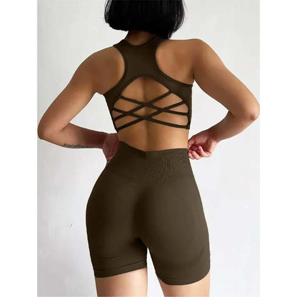 Women'S 2-Piece Seamless Pullover Yoga Set - Female Quick-Dry Sports Bra & Yoga Shorts, Sporty Clothing Set for Gym Running, Sporty Sports Clothing Sets