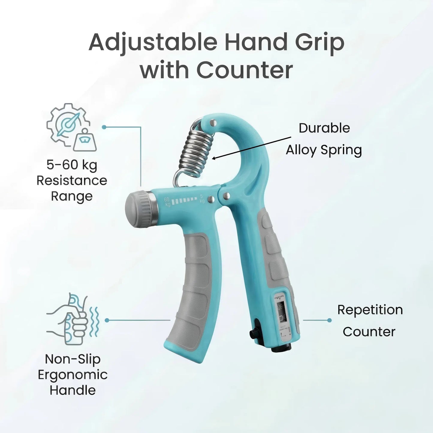 2-Pack Hand Gripper Strengthener, Adjustable Resistance (11-132 Lbs/5-60Kg) Forearm Exerciser, Workout Fitness Equipment for Muscle Building, Injury Recovery, Workout Training Equipment, Home Workout Gear