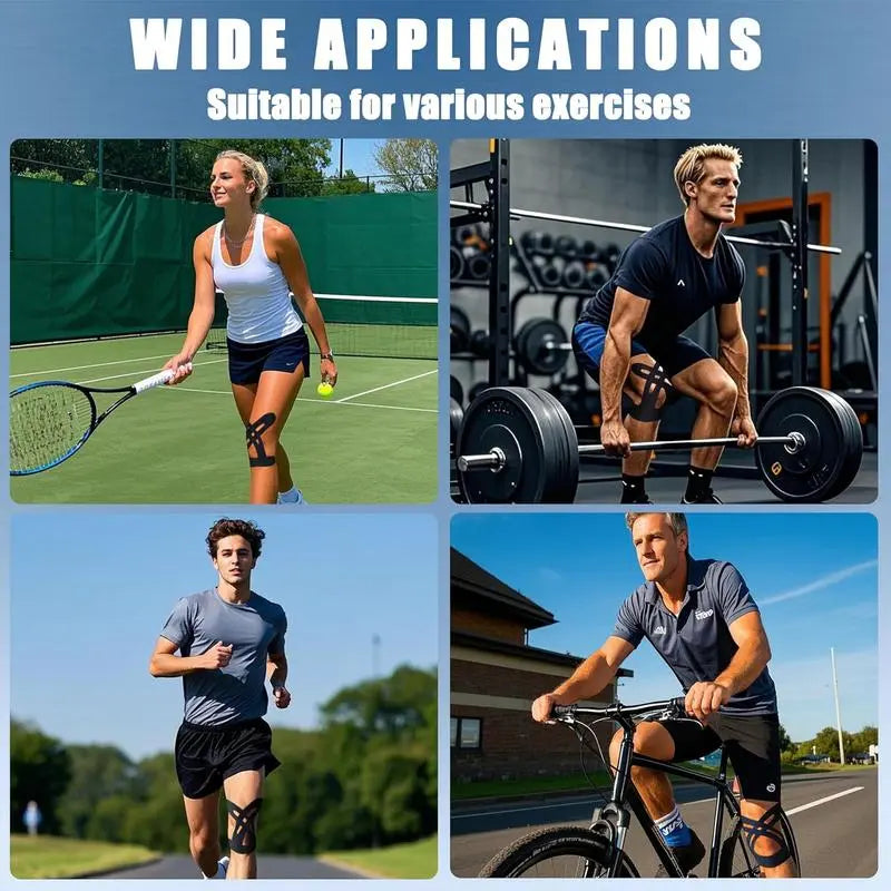 10 Pack Precut Knee Kinesiology Tape for Men & Women,Waterproof, Elastic Tape for Knee Support, Stability & Pain Relief; Breathable, Hypoallergenic, Latex-Free; Ideal for Basketball, Running Knee Wraps Knee Stabilizer