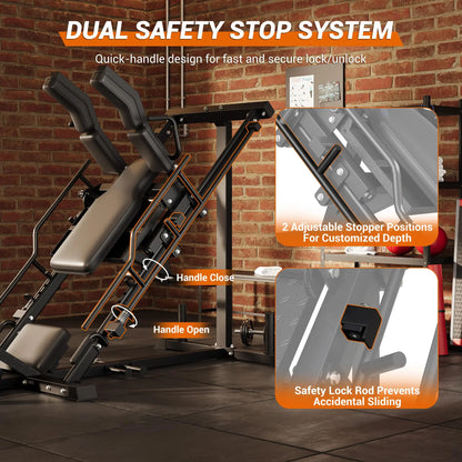 Leg Press Hack Squat Machine for Home Gym, Professional Deep Squat Machine & Shoulder Press Workout Equipment with Adjustable Backrest, Fits 1" & 2" Plates, Strength Training Gym Equipment