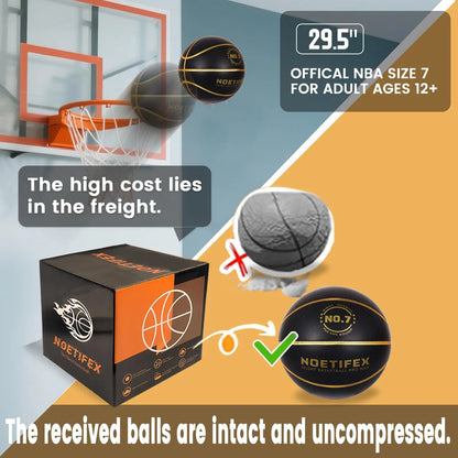 Silent Basketball Pro Max No.7 Black Gold High Density Quiet Training Ball with Real Bounce for Apartment Home Practice