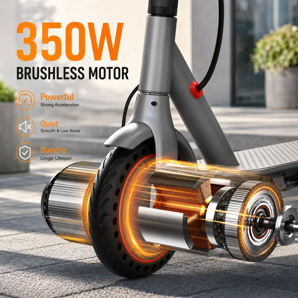 350W --Foldable Electric Scooter for Adults, 19MPH Top Speed 15 Mile Range, IP64 Waterproof Commuter E-Scooter, Smart APP Control, Dual EABS Drum Brakes, One Step Fold Aluminum Frame Max 265LBS Load