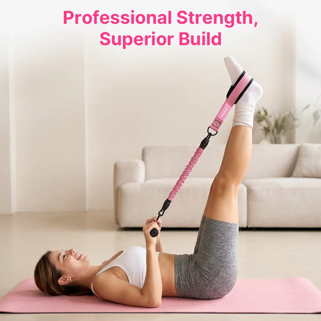 MANUEKLEAR Women'S 5-In-1 Home Fitness Gym Strap Set, Upgraded 3-Tube Pedal Resistance Bands with Handles, Adjustable Tension Ropes, Hip Thrust Belt, Ankle Straps, Glute Bands, Sliding Discs for ABS Waist Training