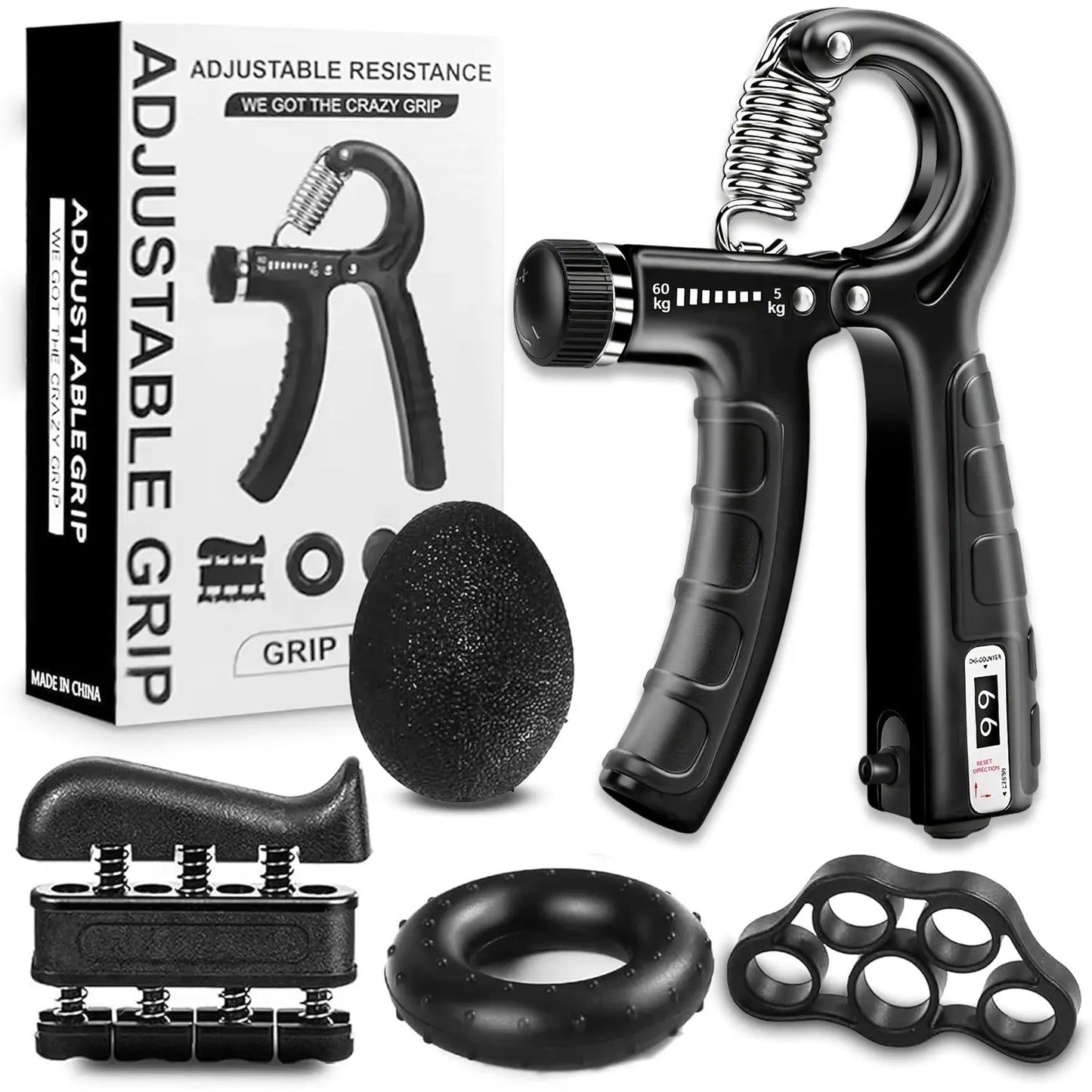 Functional Adjustable Resistance Finger Exerciser Grip Ring - Unisex Hand Fitness Set, Reusable Stress Relief Tool for Muscle Building, Injury Recovery (Forearm Strengthener, Boyfriend Gift Option)