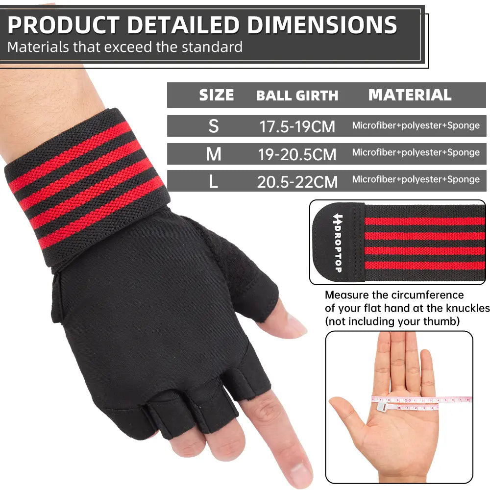 DROPTOP Weight Lifting Gloves for Men & Women Wrist Support Gym Workout Gloves - Black and White Stripes