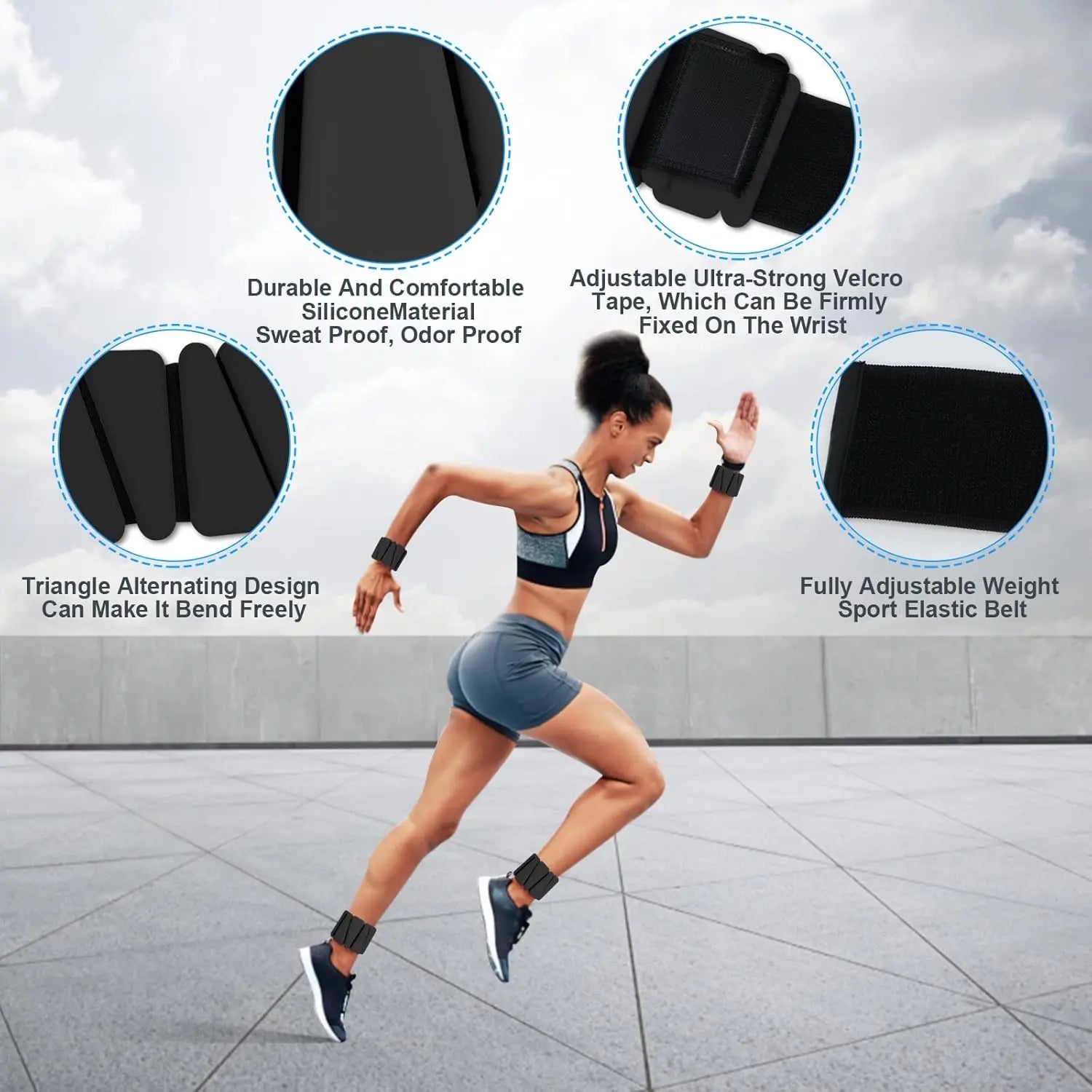 Wrist Weights Set of 2, Adjustable Silicone Workout Weights for Women and Men, Wearable Ankle/Wrist Weights Suitable for Yoga, Dance, Pilates, Pool Exercises and Jogging, 2Lb