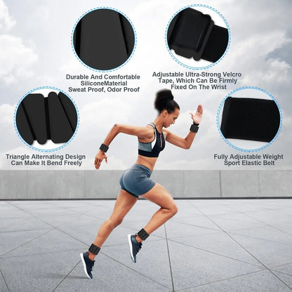 Wrist Weights Set of 2, Adjustable Silicone Workout Weights for Women and Men, Wearable Ankle/Wrist Weights Suitable for Yoga, Dance, Pilates, Pool Exercises and Jogging, 2Lb