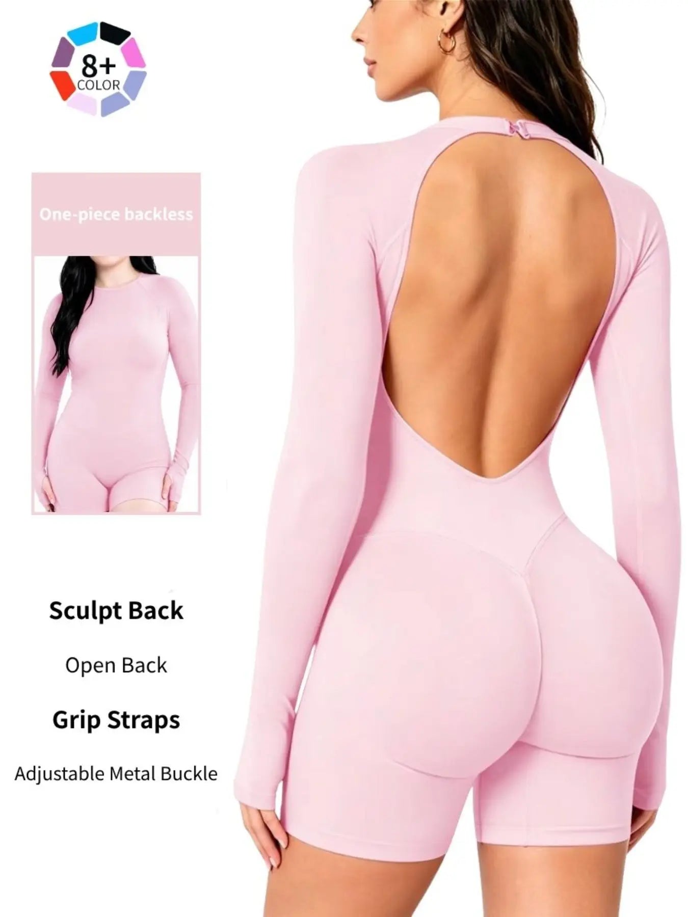 Adjustable Backless Gym Bodysuit, Comfortable Activewear, Ideal for Fitness Enthusiasts, Versatile Design for Various Exercises