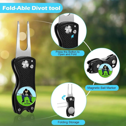 Golf Club Cleaning Kit with Golf Club Cleaner, Golf Towel, Divot Repair Tool, Groove Sharpener, Golf Ball Alignment Kit, Golf Accessories, Golf Gear, Golf Equipment, Golf Supply for Women Men, Happy Gilmore Christmas Gift for Golf Lovers, Golf Gift Sets