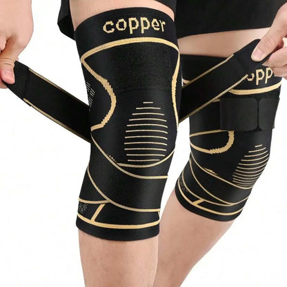 Copper Knee Brace for Women and Men(2 Pack)-Knee Compression Sleeve with Straps,Knee Braces for Knee Pain,Knee Support for Arthritis