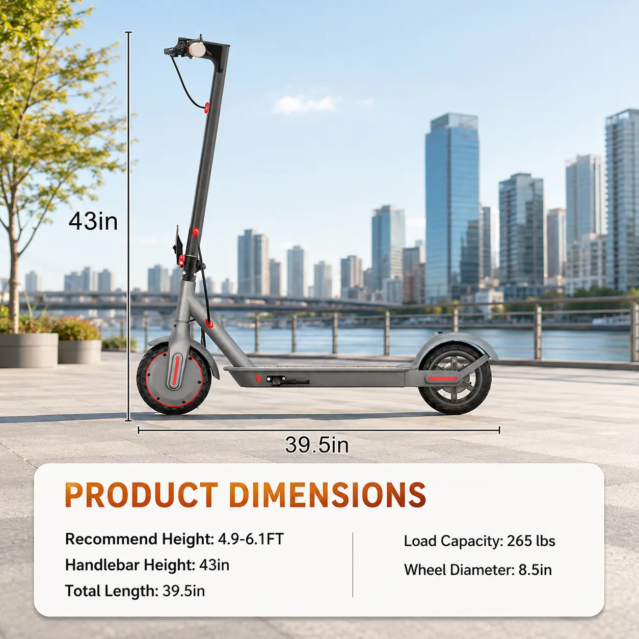 350W --Foldable Electric Scooter for Adults, 19MPH Top Speed 15 Mile Range, IP64 Waterproof Commuter E-Scooter, Smart APP Control, Dual EABS Drum Brakes, One Step Fold Aluminum Frame Max 265LBS Load