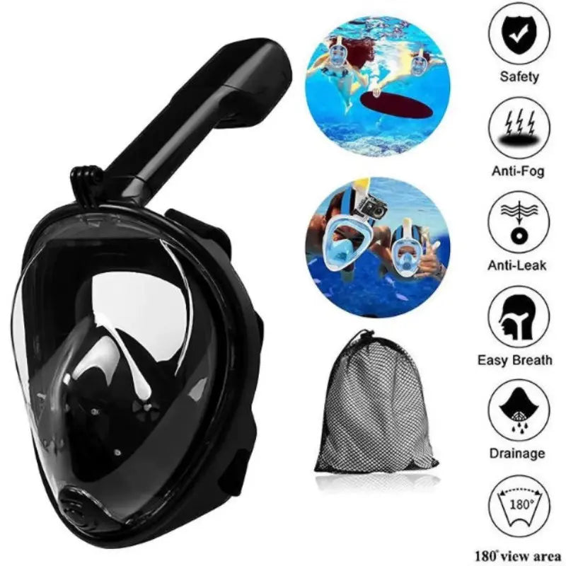 Waterproof Anti-Fog Full Face Diving Mask, Scuba Diving Gear for Adults, Silicone Snorkeling Goggles, Breathable Freediving Gear for Men and Women