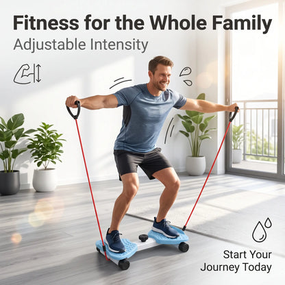 2-In-1 Unisex Twist Board with Adjustable Band - Functional Workout Equipment, Compact At-Home Gym Gear, Non-Slip Intensity-Adjustable Waist Leg Arm Trainer for Indoor Family Exercise