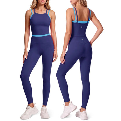 Aoysky Women'S 2-Piece High Stretch Workout Set, Padded Sleeveless Camisole Tank Top & High Waisted Fitted Leggings, Quick Dry Sporty Gymswear for Fitness Training & Yoga, Outdoor Active Outfit